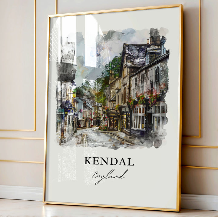 Kendal England Wall Art, Kendal Print, Kendal UK Watercolor Art, Kendal England Gift, Travel Poster, Housewarming Gift