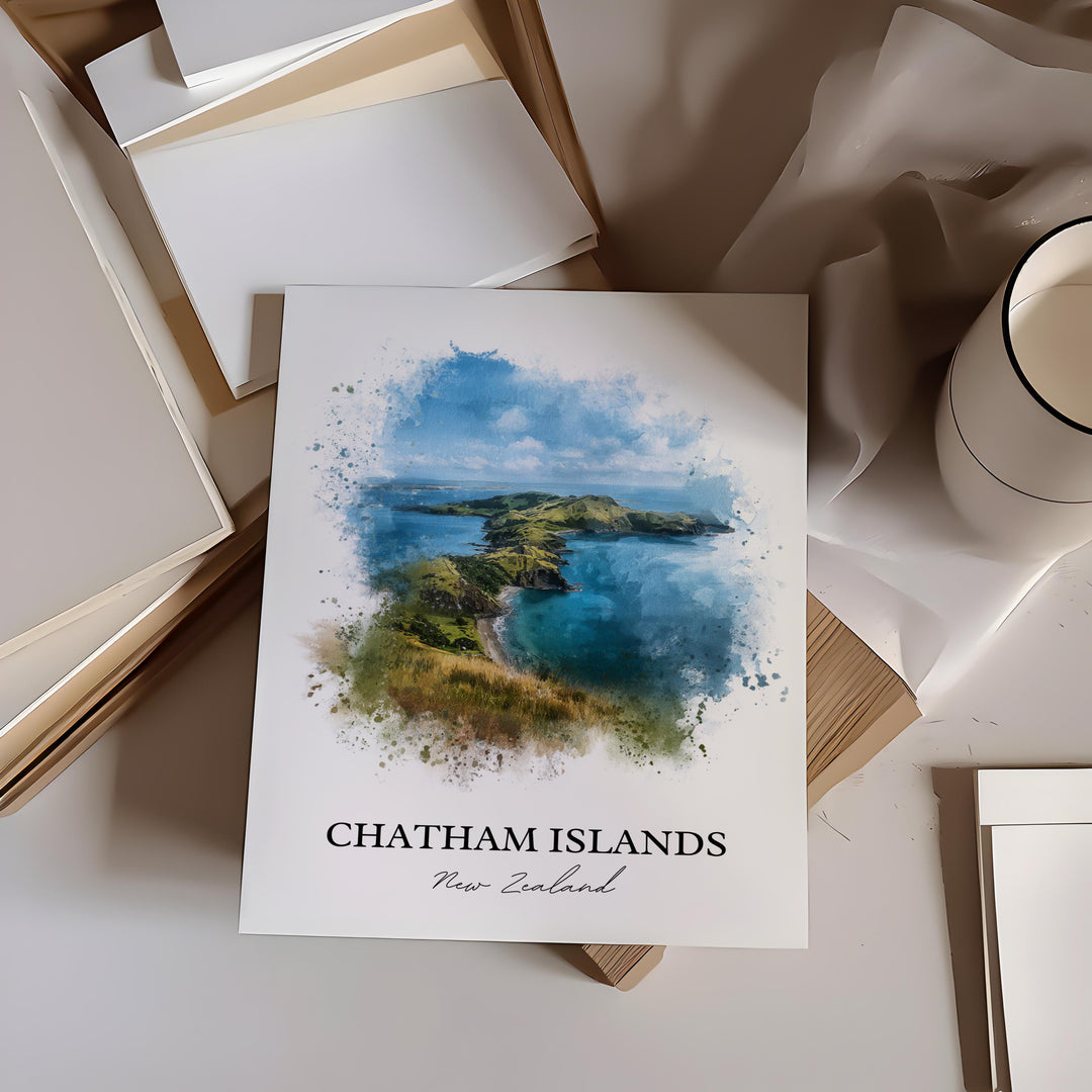 Chatham Islands Wall Art, New Zealand Print, New Zealand Watercolor Art, Chatham Island Gift, Travel Print, Travel Poster, Housewarming Gift