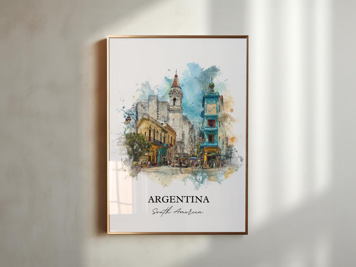 Argentina Wall Art, Argentina Print, Argentina Watercolor Art, Argentina Gift, Travel Print, Travel Poster, Housewarming Gift