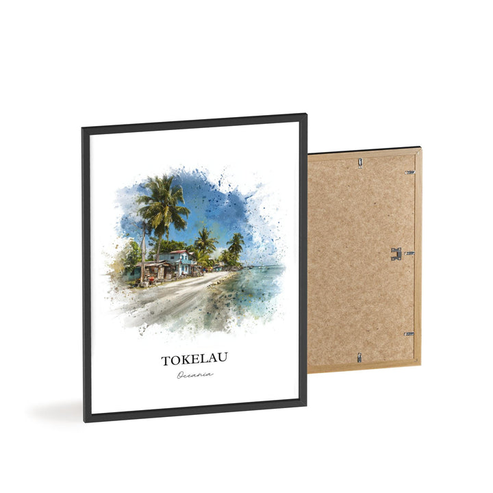 Tokelau Wall Art, Tokelau Print, Tokelau Island Watercolor Art, Atafu Gift, Travel Print, Travel Poster, Housewarming Gift