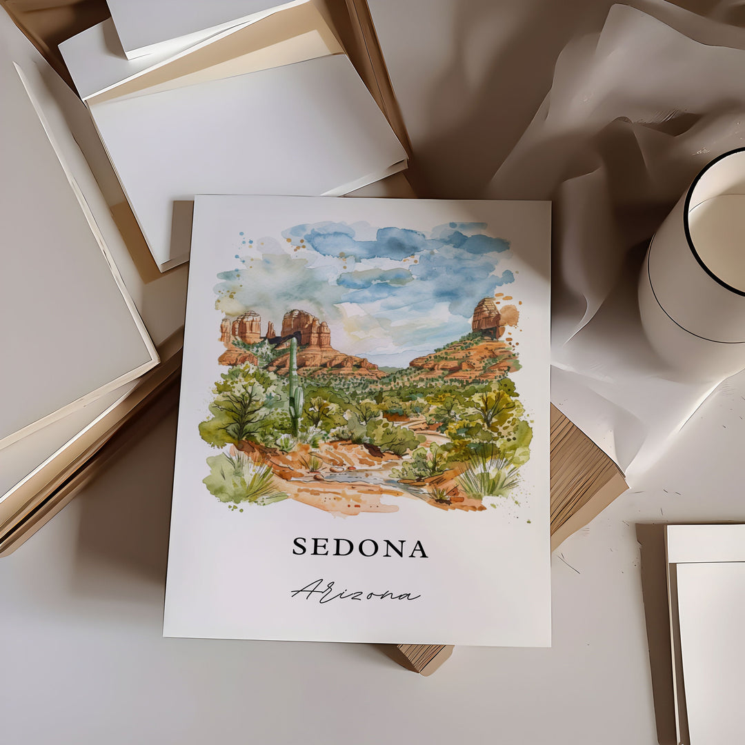 Sedona AZ Wall Art, Sedona Arizona Print, Sedona AZ Watercolor, Sedona Arizona Gift,