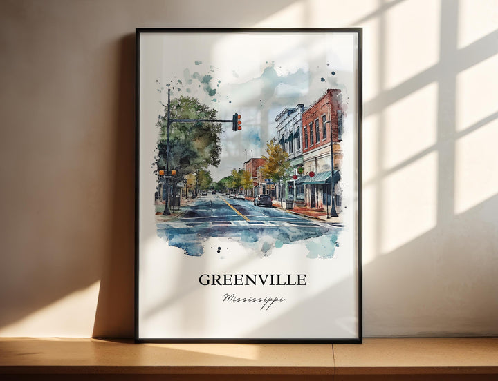 Greenville MS Art, Mississippi Delta Print, Mississippi Artwork, Greenville Mississippi Gift, Travel Print, Travel Poster, Housewarming Gift