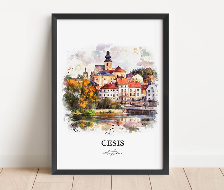 Cesis Latvia Wall Art, Central Vidzeme Print, Latvia Watercolor Art, Cesis Latvia Gift, Travel Print, Travel Poster, Housewarming Gift