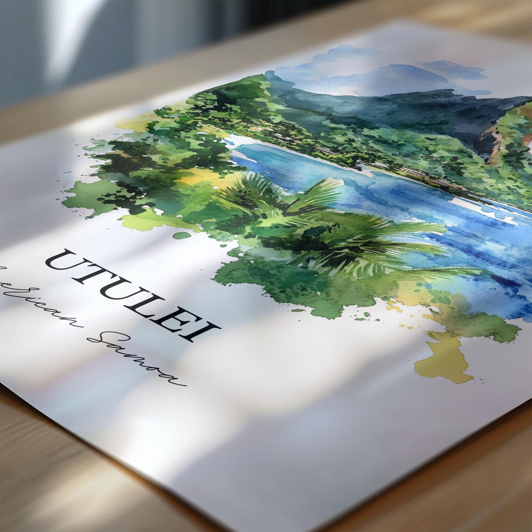 Utulei Wall Art, Maoputasi County Print, American Samoa Watercolor Art, Utulei Gift, Travel Print, Travel Poster, Housewarming Gift
