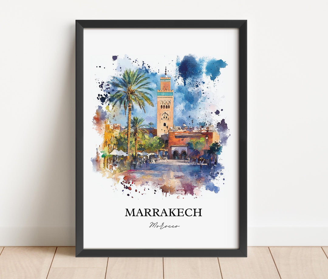 Marrakech Wall Art, Marrakech Print, Morocco Watercolor Art, Marrakech Gift, Travel Print, Travel Poster, Housewarming Gift