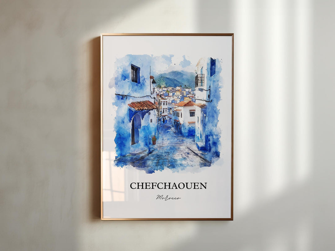 Chefchaouen, Morocco – Watercolor Art Print