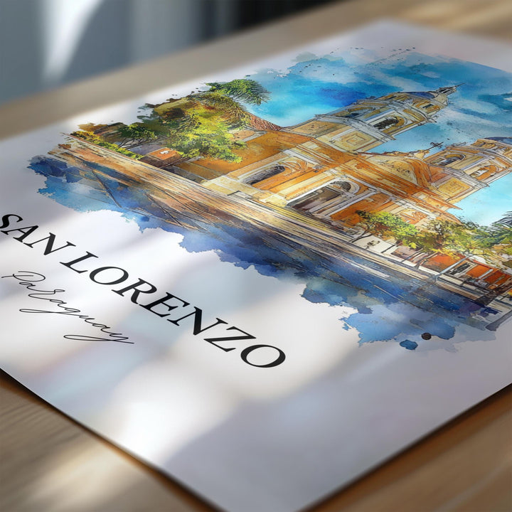 San Lorenzo, Paraguay – Watercolor Art Print