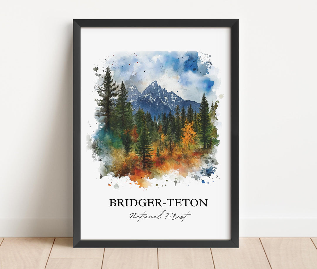 Bridger-Teton Wall Art, Jackson Wyoming Print, Wyoming Watercolor Art, Bridger-Teton Gift, Travel Print, Travel Poster, Housewarming Gift