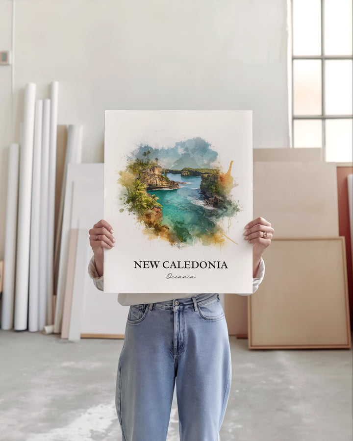 New Caledonia Wall Art, New Caledonia Print, Oceania Watercolor Art, New Caledonia Gift, Travel Print, Travel Poster, Housewarming Gift