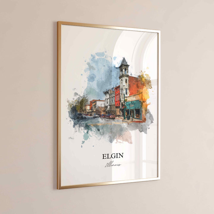 Elgin, Illinois – Watercolor Art Print