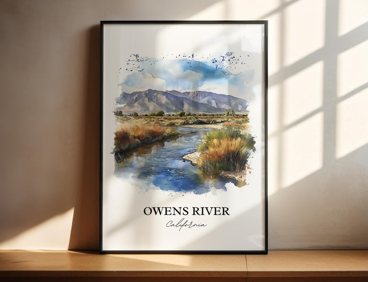 Owens River CA Wall Art, Owens Valley Print, California Watercolor Art, Owens River CA Gift, Travel Print, Travel Poster, Housewarming Gift