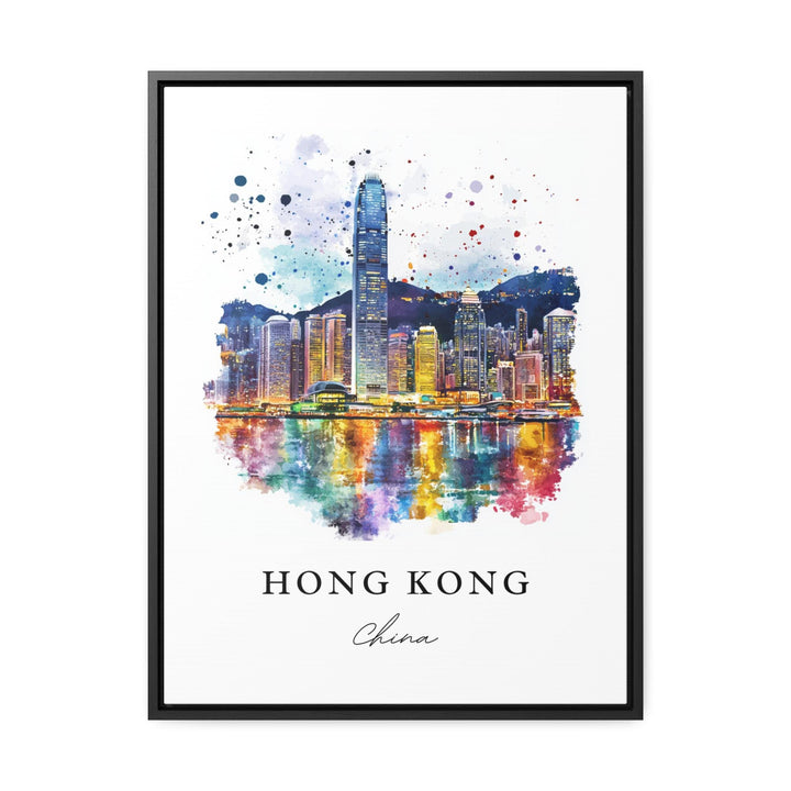 Hong Kong Wall Art, Hong Kong Print, Hong Kong Watercolor Art, Hong Kong Skyline Gift, China