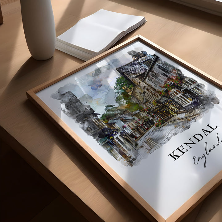 Kendal England Wall Art, Kendal Print, Kendal UK Watercolor Art, Kendal England Gift, Travel Poster, Housewarming Gift