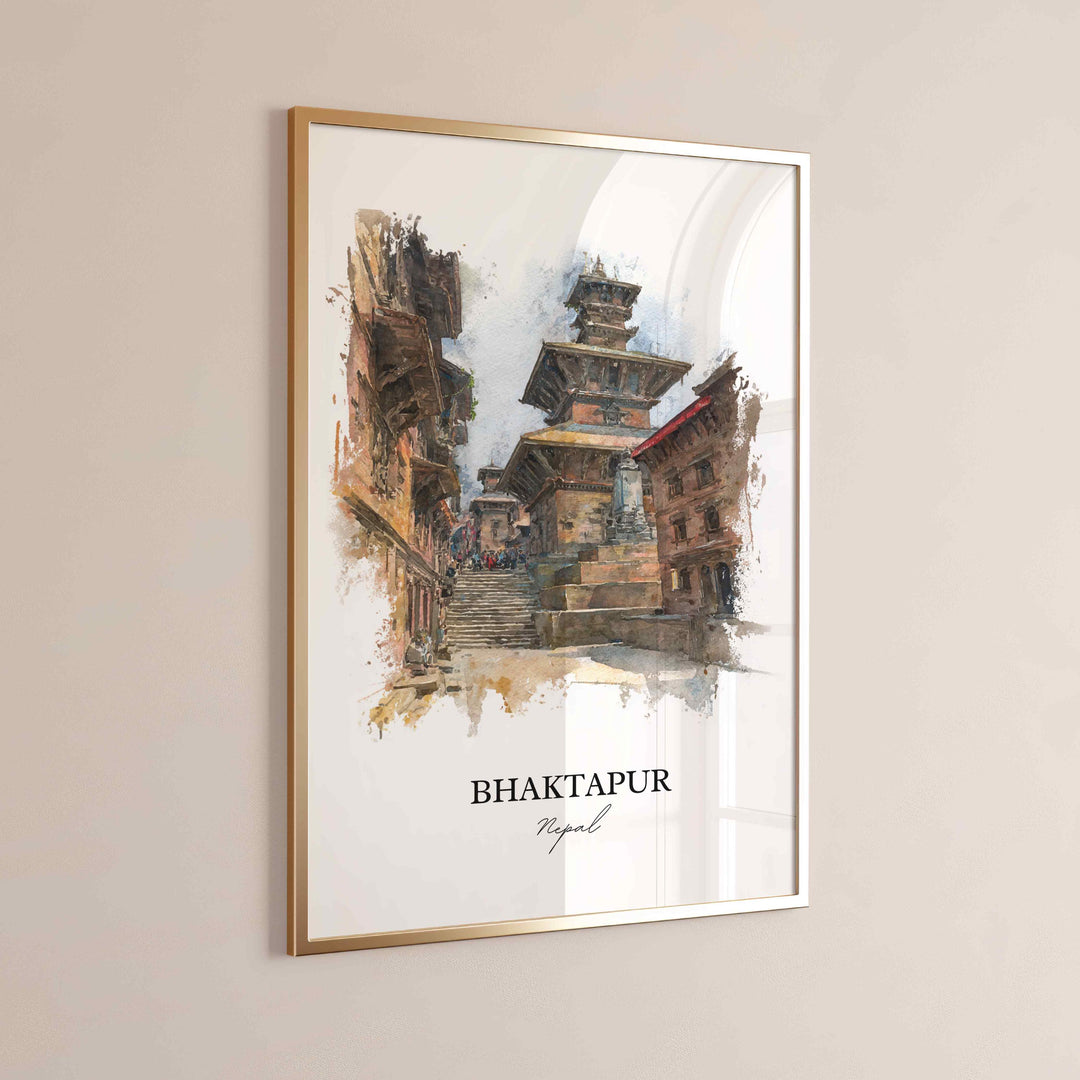 Bhaktapur, Nepal – Watercolor Art Print