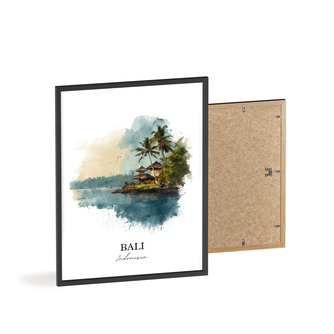 Bali Wall Art, Bali Print, Bali Indonesia Watercolor Art, Bali Indonesia Gift, Bali Travel Print, Travel Poster, Housewarming Gift
