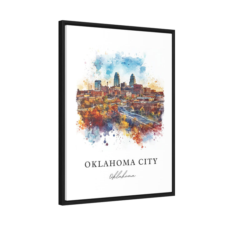 Oklahoma City Wall Art, OKC Print, Oklahoma City Watercolor Art, OKC Skyline Gift,