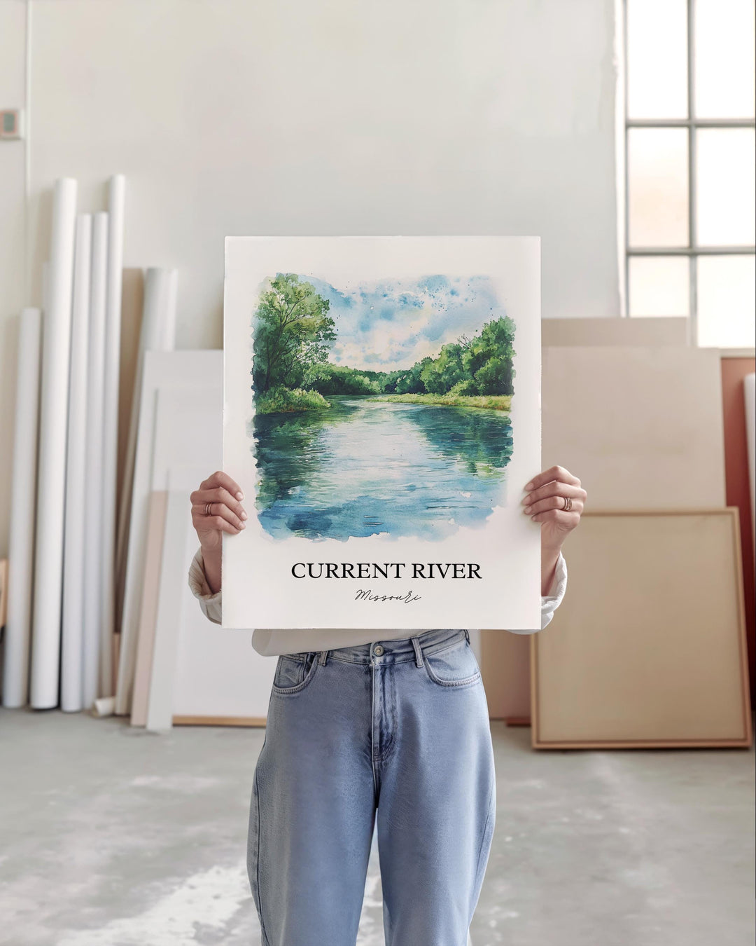 Current River Wall Art, Ozarks Print, Missouri Watercolor Art, Current River MO Gift, Travel Print, Travel Poster, Housewarming Gift