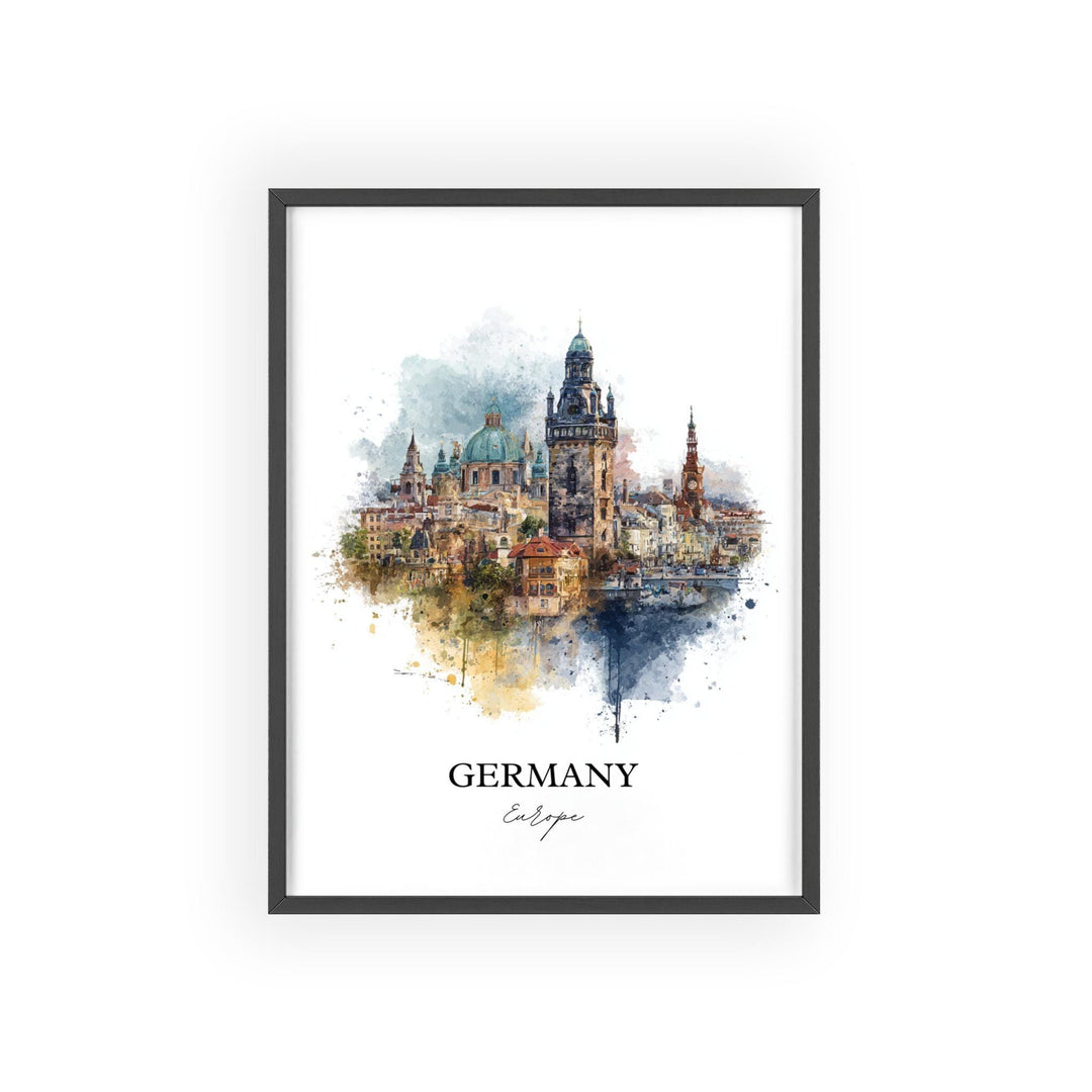 Germany Wall Art, Germany Country Print, Germany Watercolor Art, Germany Gift, Travel Print, Travel Poster, Housewarming Gift