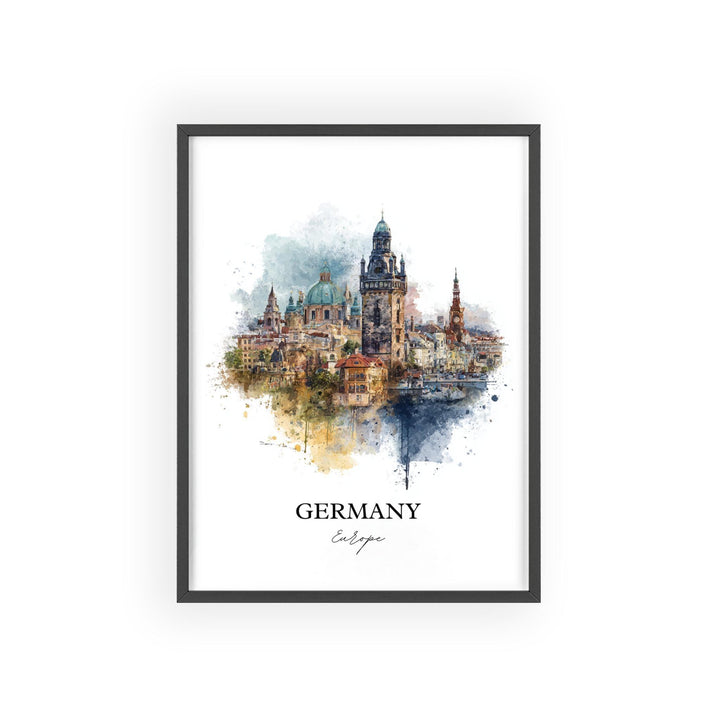 Germany Wall Art, Germany Country Print, Germany Watercolor Art, Germany Gift, Travel Print, Travel Poster, Housewarming Gift