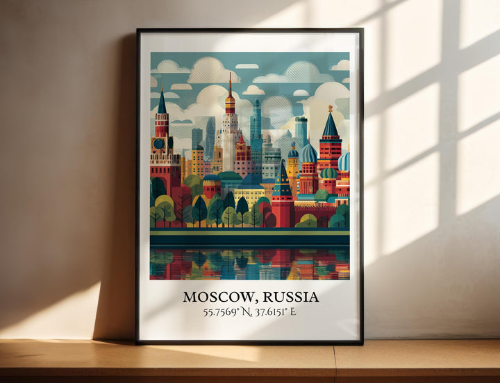 Moscow Art, Moscow Retro Travel Art, Moscow Home Decor, Moscow Gift, Moscow Russia Travel Art, Travel Prints, Housewarming Gift