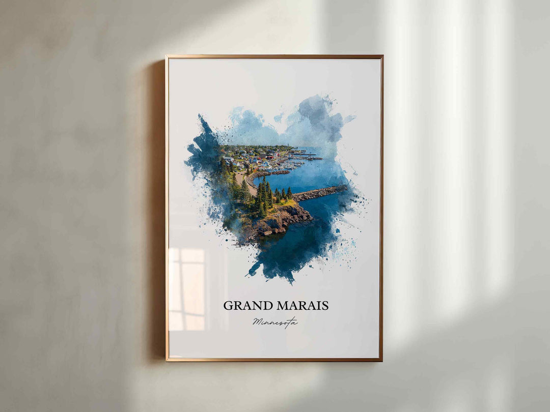 Grand Marais, Minnesota – Watercolor Art Print