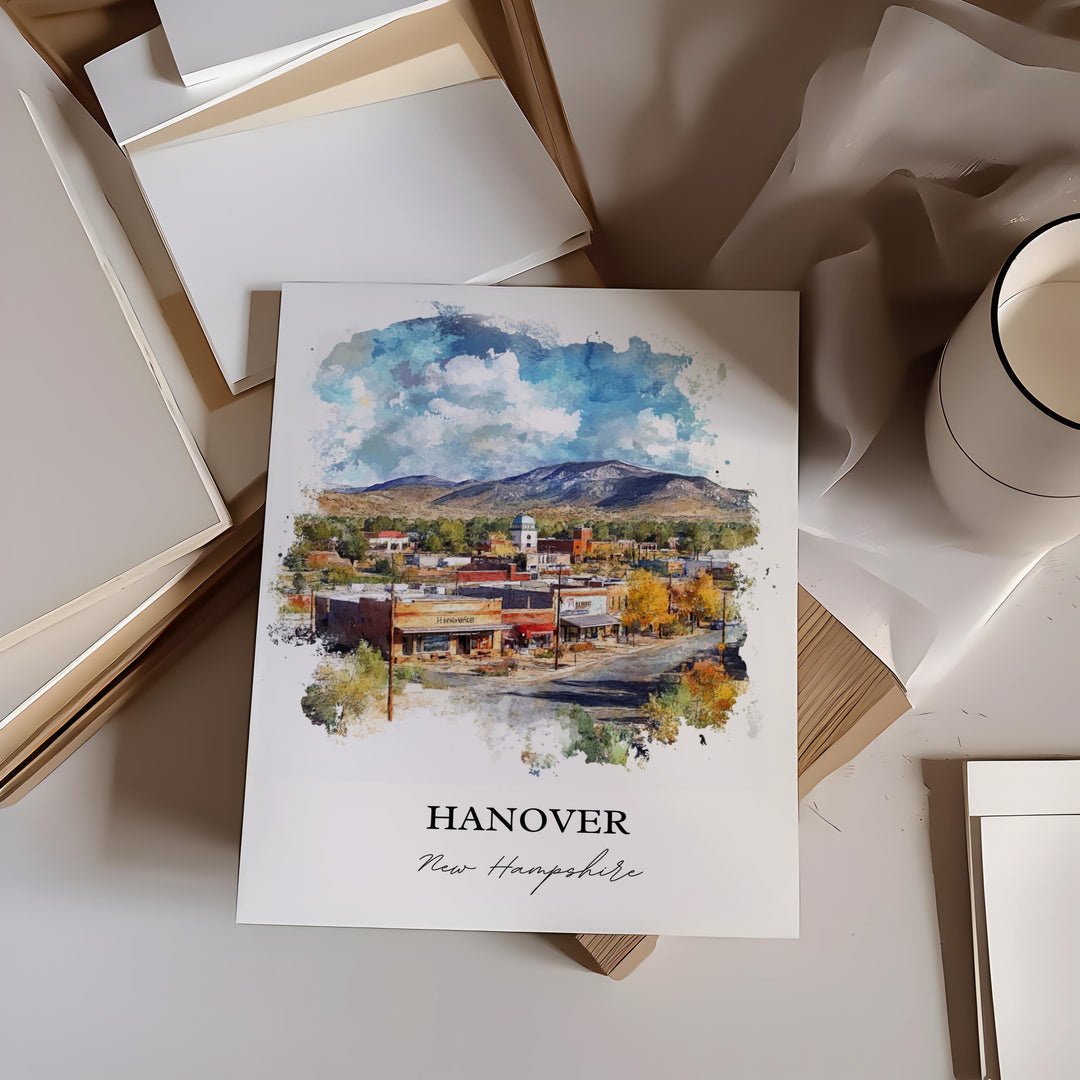 Hanover NH Wall Art, Grafton County Print, New Hampshire Watercolor Art, Hanover NH Gift, Travel Print, Travel Poster, Housewarming Gift