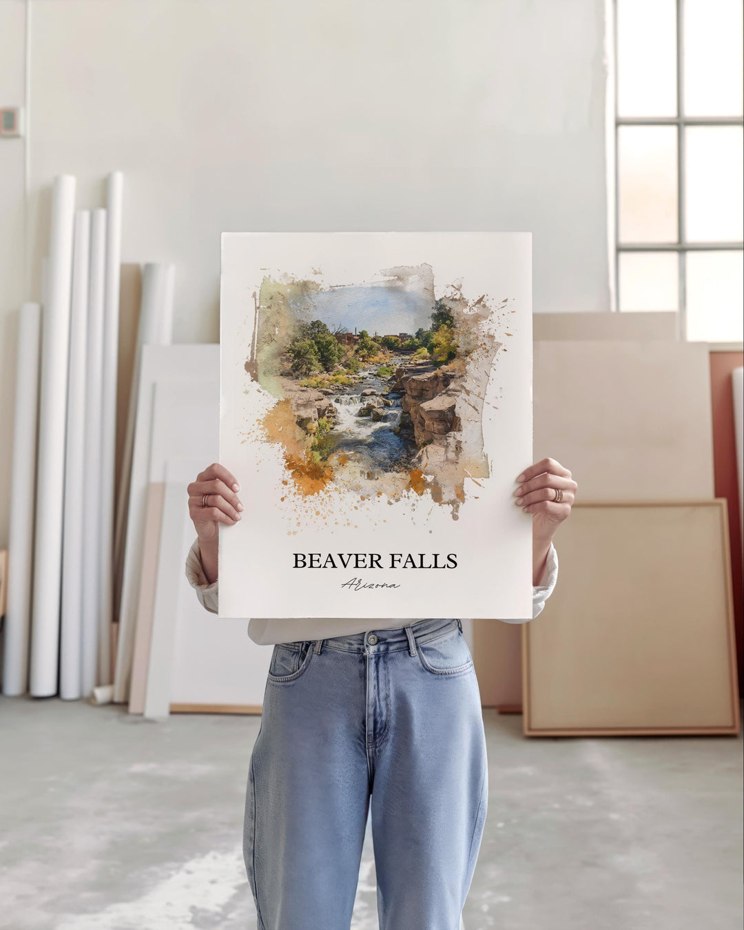 Beaver Falls Wall Art, Supai Print, Arizona Watercolor Art, Beaver Falls AZ Gift, Travel Print, Travel Poster, Housewarming Gift