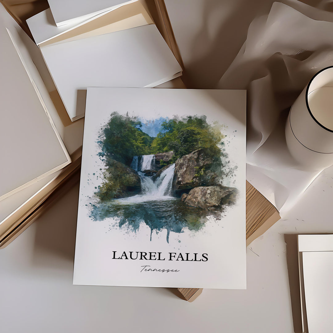 Laurel Falls TN Wall Art, Laurel Falls Print, Tennessee Watercolor Art, Laurel Falls Gift, Travel Print, Travel Poster, Housewarming Gift