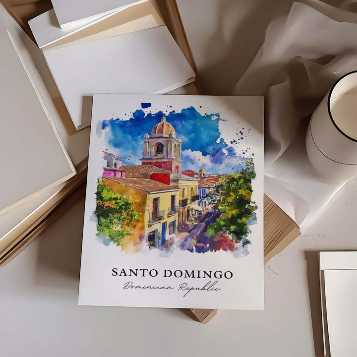 Santo Domingo Wall Art, Santo Domingo Print, Santo Domingo DR Watercolor, DR Gift,