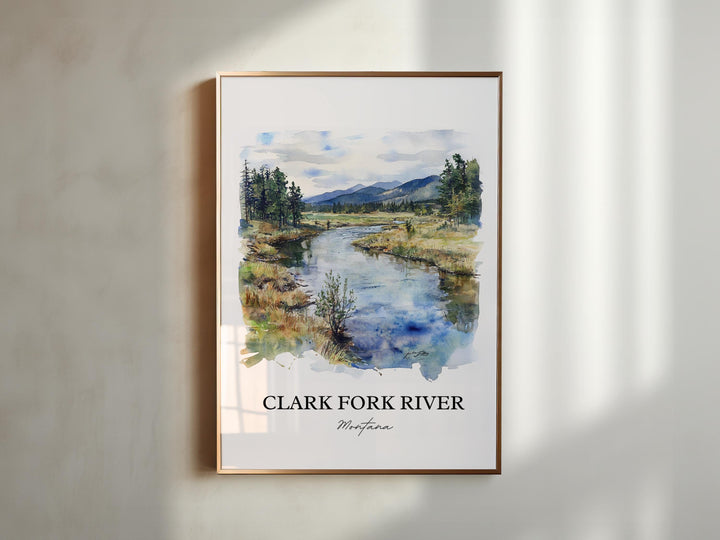 Clark Fork River, USA – Watercolor Art Print