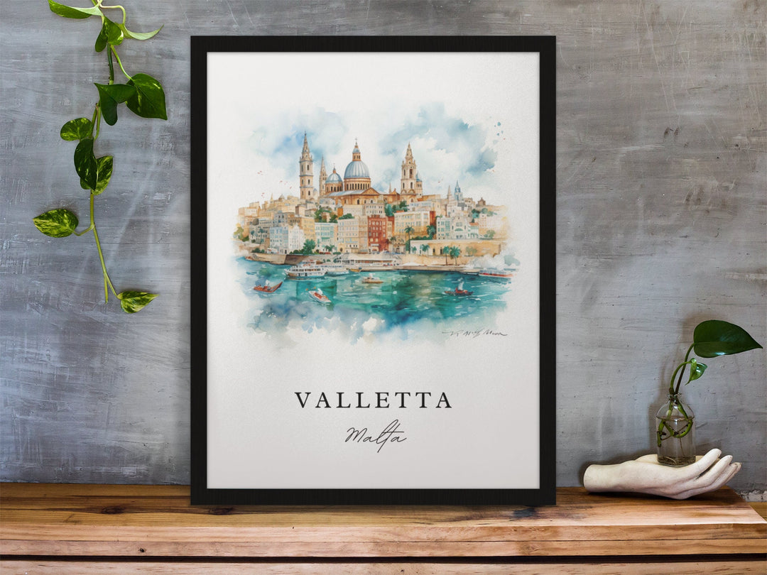 Valletta Malta wall art - Malta, Valletta poster, Valletta Wedding gift, Birthday present, Custom Text, Personalized Gift