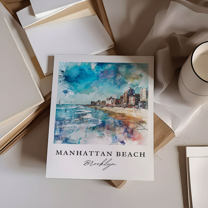 Manhattan Beach NY Art, Brooklyn Print, Manhattan Beach Wall Art, Brooklyn Gift, Travel Print, Travel Poster, Travel Gift, Housewarming Gift