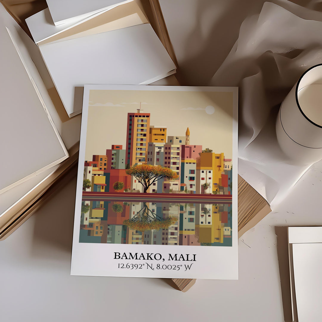 Bamako Art, Bamako Mali Retro Travel Art, Bamako Home Decor, Bamako Gift, Mali Travel Art, Travel Prints, Housewarming Gift