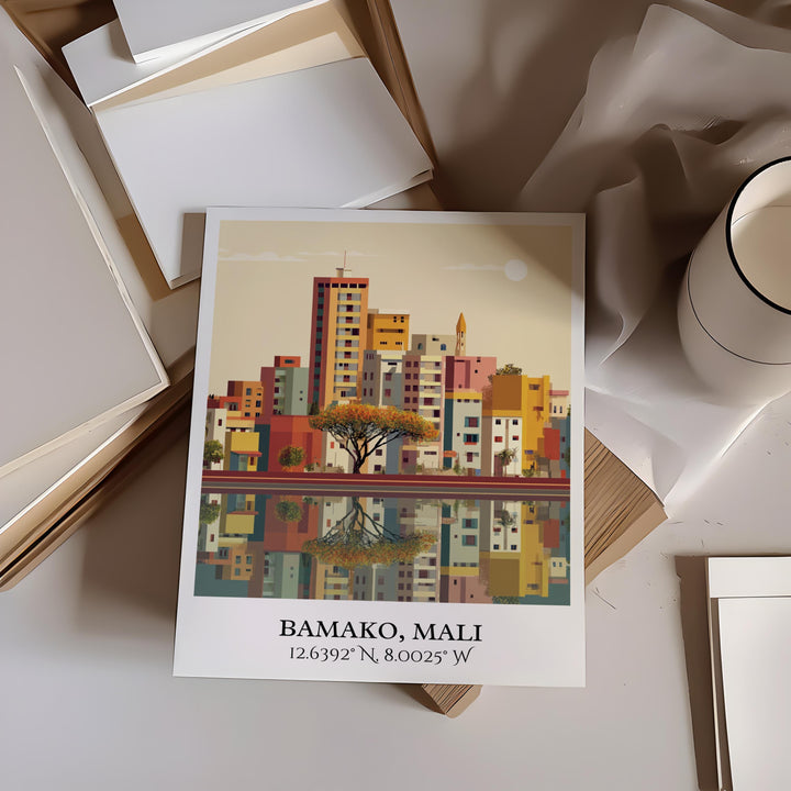 Bamako Art, Bamako Mali Retro Travel Art, Bamako Home Decor, Bamako Gift, Mali Travel Art, Travel Prints, Housewarming Gift