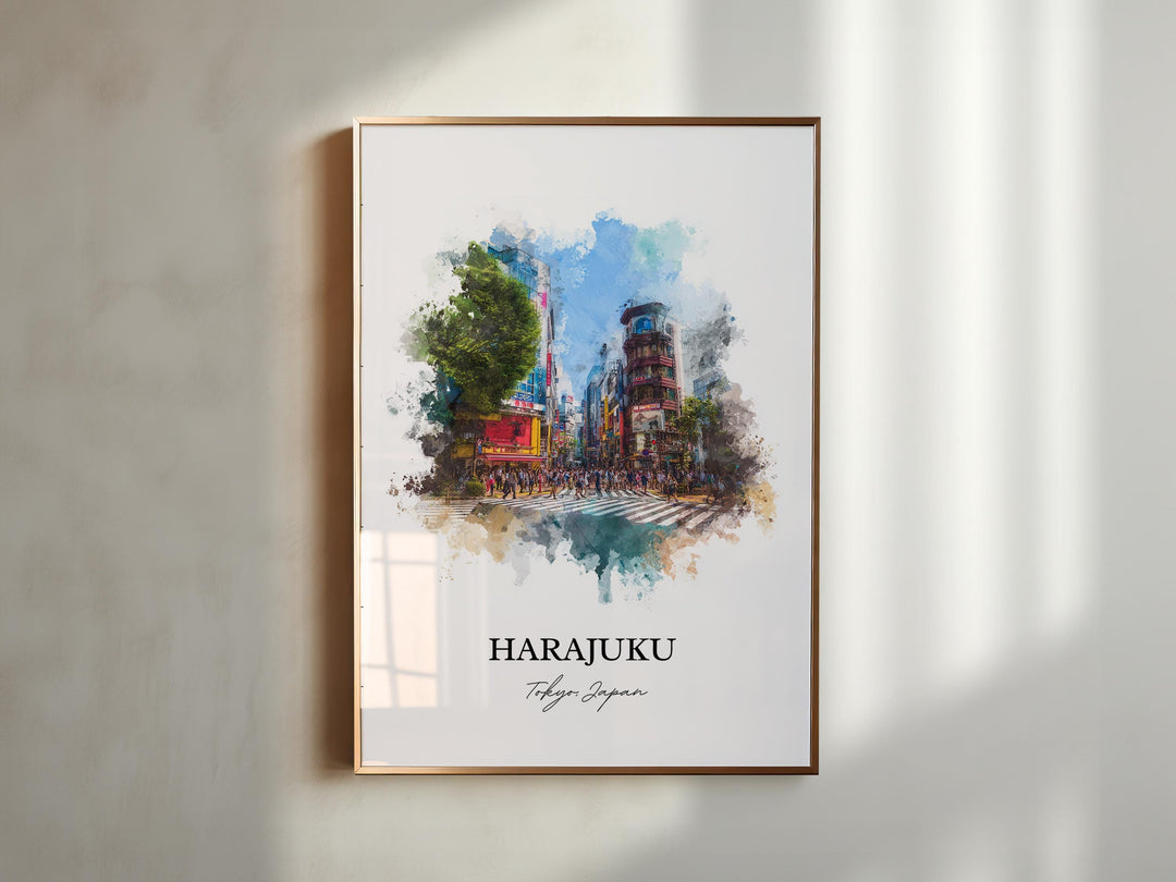 Harajuku Wall Art, Tokyo Print, Harajuku Tokyo Watercolor Art, Harajuku Japan Gift, Japan Travel Print, Tokyo Travel Poster, Harajuku Gift