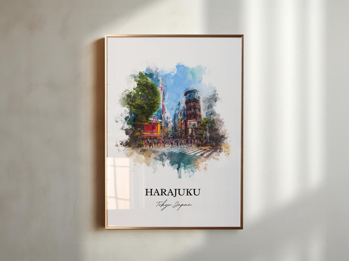 Harajuku Wall Art, Tokyo Print, Harajuku Tokyo Watercolor Art, Harajuku Japan Gift, Japan Travel Print, Tokyo Travel Poster, Harajuku Gift