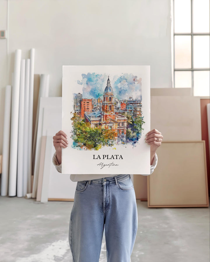 La Plata Argentina Wall Art, Buenos Aires Print, Argentina Watercolor Art, La Plata Gift, Travel Print, Travel Poster, Housewarming Gift