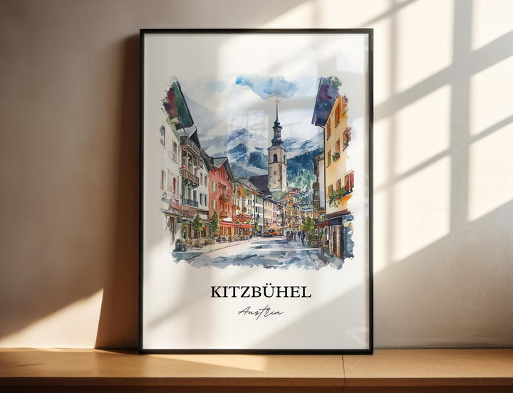 Kitzbuhel Wall Art, Innsbruck Print, Austria Watercolor Art, Kitzbuhel Gift, Travel Print, Travel Poster, Housewarming Gift