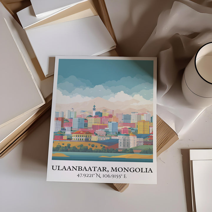 Ulaanbaatar Art, Ulaanbaatar Retro Travel Art, Mongolia Home Decor, Mongolia Gift, Mongolia Travel Art, Travel Prints, Housewarming Gift