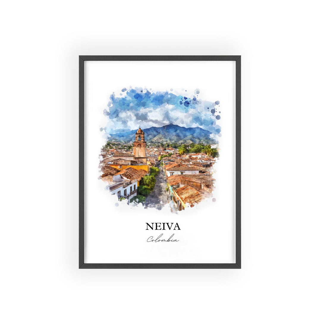 Neiva Colombia Wall Art, Dept of Huila Print, Colombia Watercolor Art, Neiva Colombia Gift, Travel Print, Travel Poster, Housewarming Gift