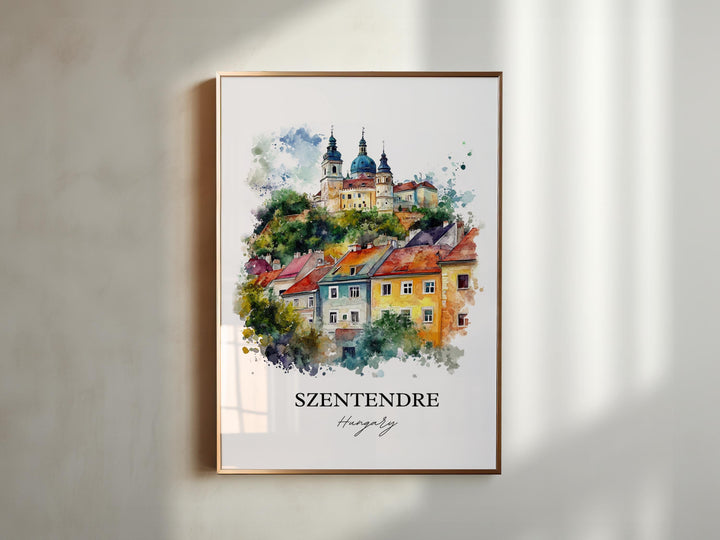 Szentendre Wall Art, Danube River Print, Hungary Watercolor Art, Szentendre Hungary Gift, Travel Print, Travel Poster, Housewarming Gift