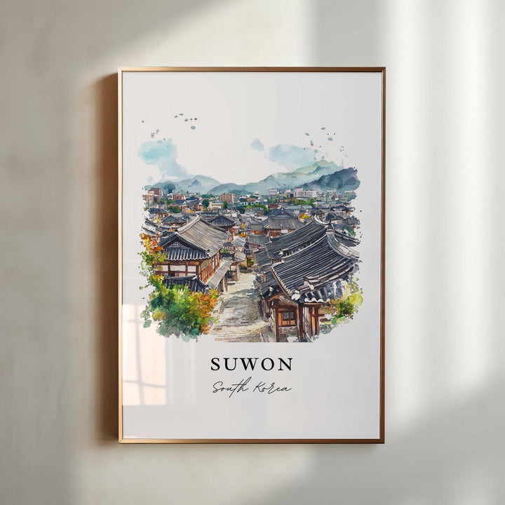 Suwon-Si Wall Art, Suwon South Korea Print, Suwon-Si Watercolor Art, Gyeonggi Province Gift,