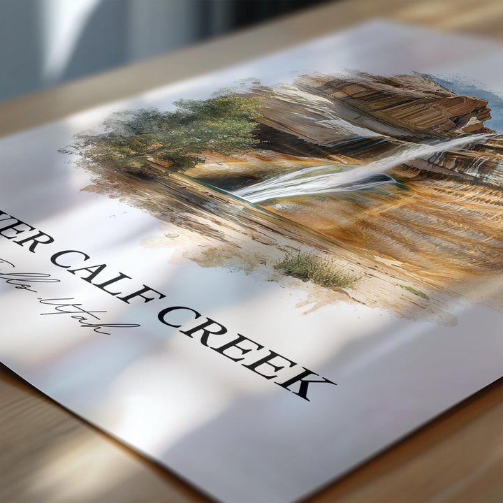 Lower Calf Creek Falls Art, Utah Print, Boulder UT Watercolor Art, Lower Calf Creek Gift, Travel Print, Travel Poster, Housewarming Gift