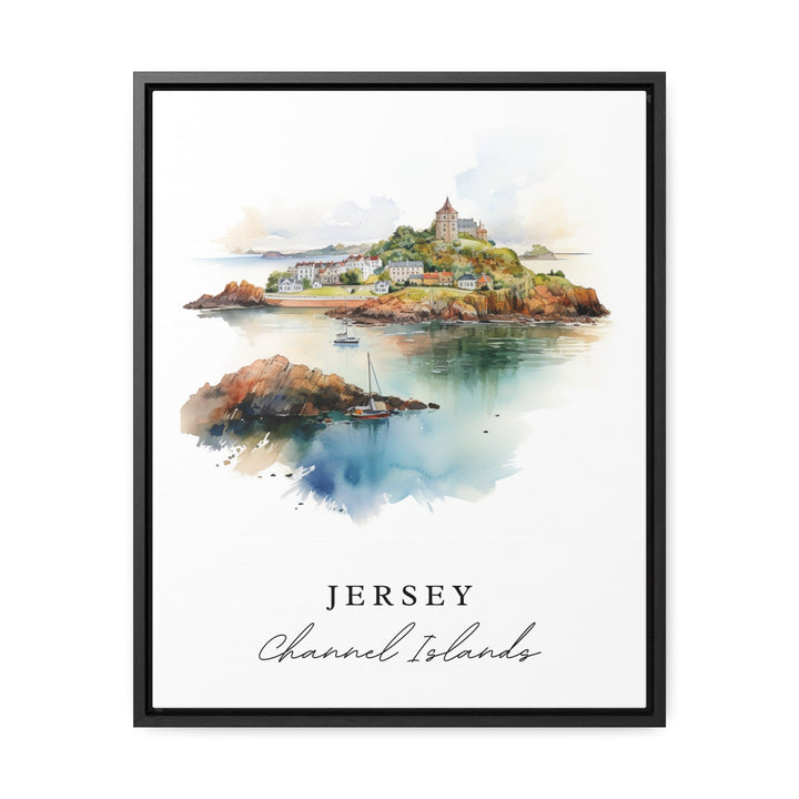 Jersey Island traditional travel art - United Kingdom, Jersey Island poster, Wedding gift, Birthday present, Custom Text, Personalised Gift