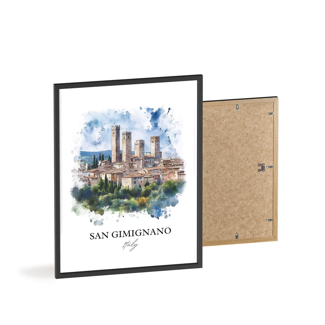 San Gimignano Wall Art, Tuscany Print, Italy Watercolor Art, San Gimignano Gift, Travel Print, Travel Poster, Housewarming Gift