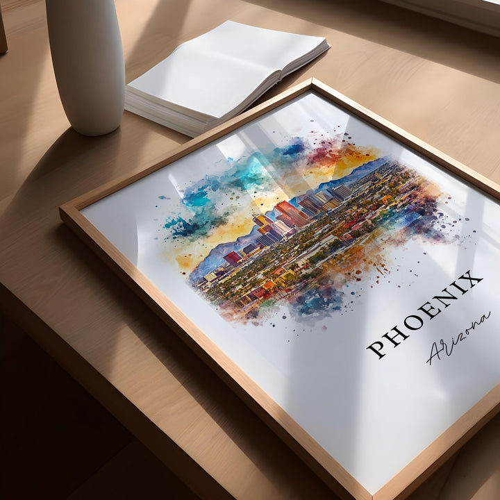 Phoenix AZ Wall Art, Phoenix Arizona Print, Phoenix Watercolor Art, Phoenix AZ Gift, Arizona