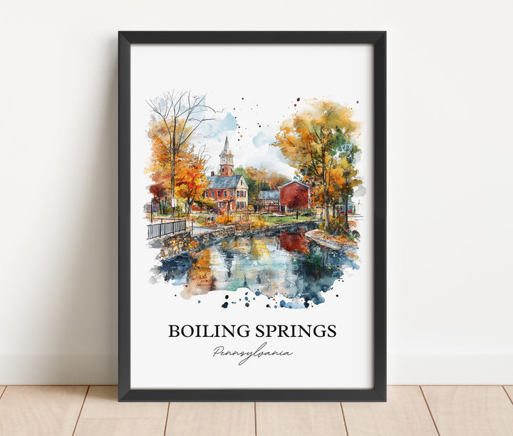 Boiling Springs PA Wall Art, Cumberland County Print, PA Watercolor, Boiling Springs Gift, Travel Print, Travel Poster, Housewarming Gift