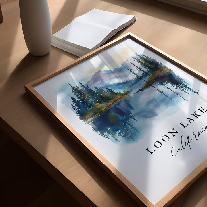Loon Lake CA wall art - California, Loon Lake print, Loon Lake Wedding gift, Birthday present, Custom Text, Perfect Gift