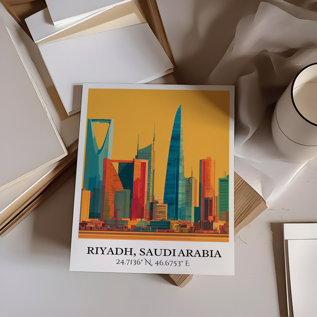 Riyadh Wall Art, Riyadh Retro Travel Art, Riyadh Home Decor, Riyadh Skyline Gift, Saudi Arabia Travel Art, Travel Prints, Housewarming Gift