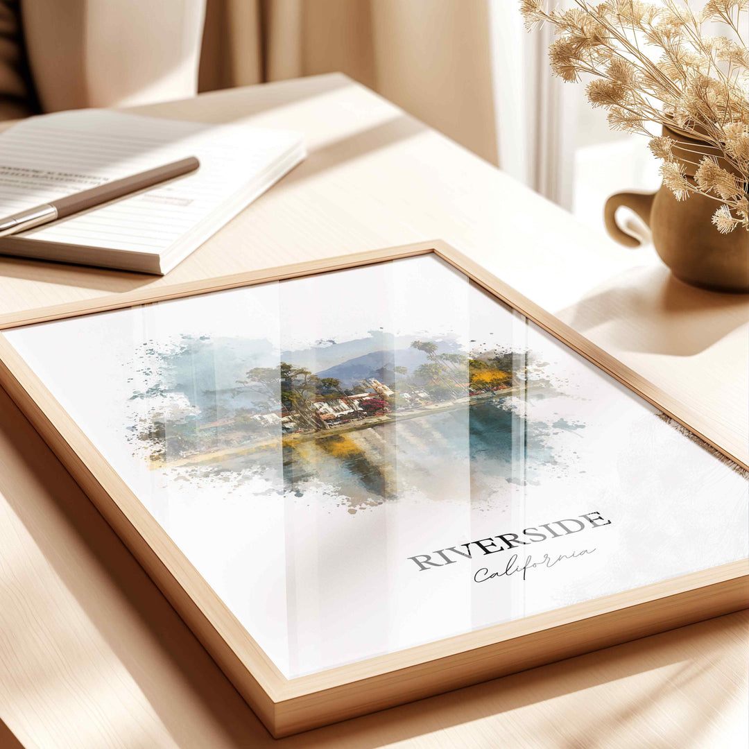 Riverside, California Wall Art, Riverside Print, Riverside Watercolor Art, Riverside California Gift, Travel Print, Travel Poster, Housewarming Gift